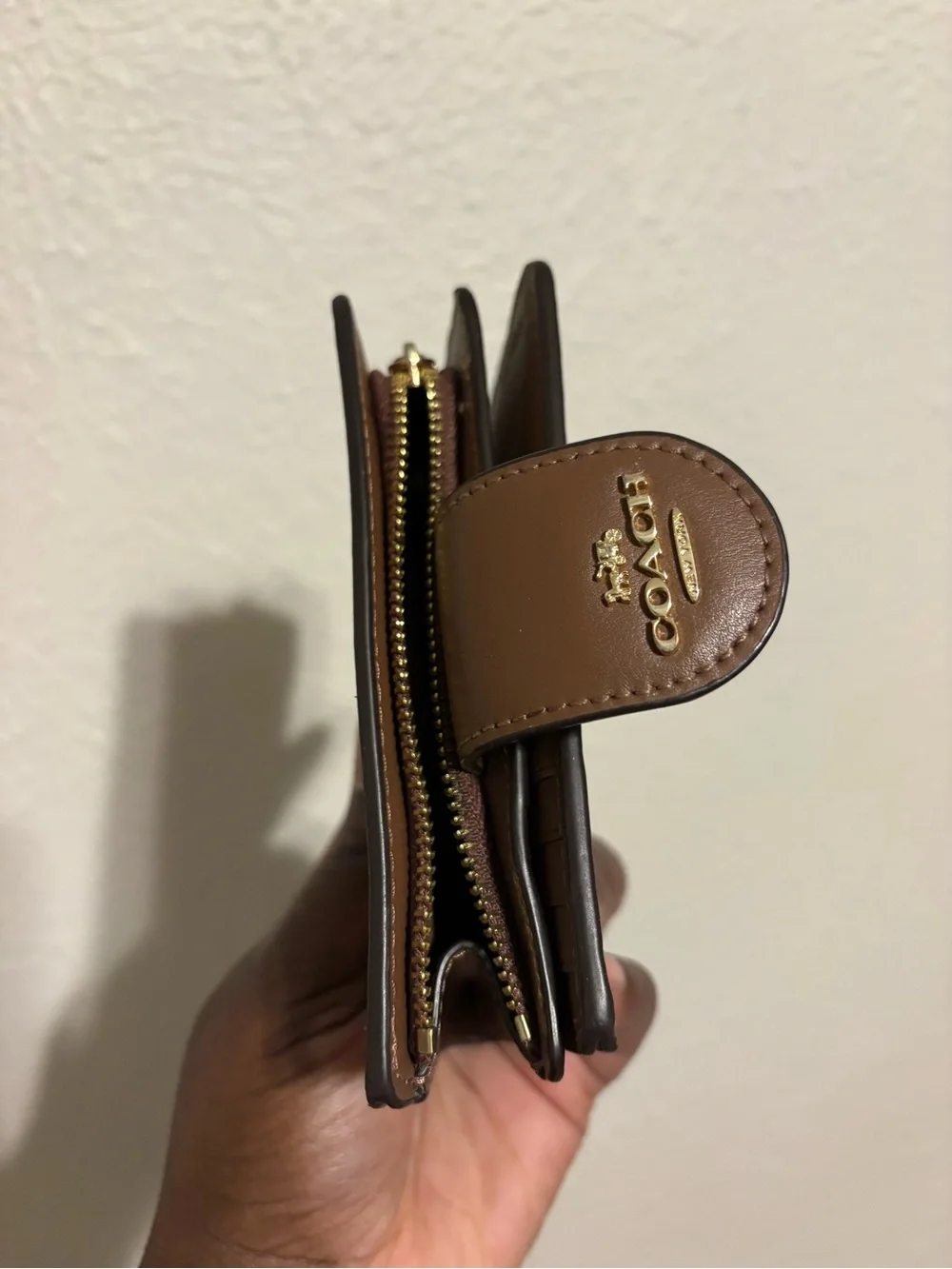 Coach Brown Signature Canvas Card Holder Wallet - Picture 3 of 6